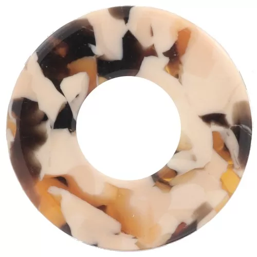 20mm Acetate Donuts Pendant - Tortoiseshell - Salmon - Brown x1