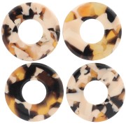 20mm Acetate Donuts Pendant - Tortoiseshell - Salmon - Brown x1