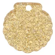 16mm Acrylic Shell Pendant - Golden Glitter x1