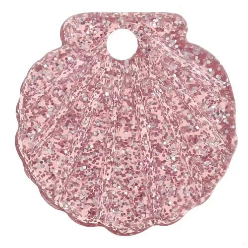 16mm Acrylic Shell Pendant - Glitter antique Pink x1