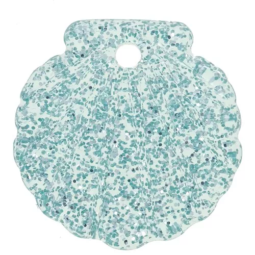 16mm Acrylic Shell Pendant - Blue Frosted Glitter x1