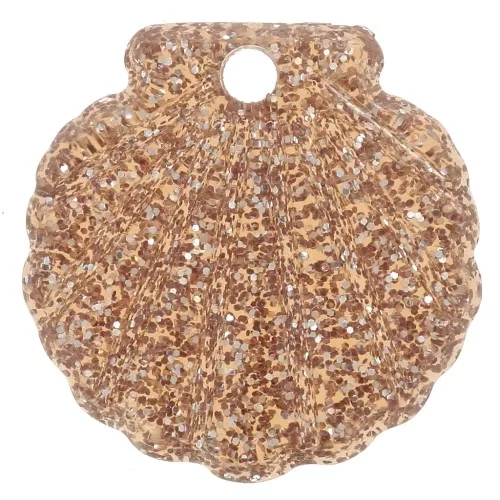 16mm Acrylic Shell Pendant - Bronze Glitter x1