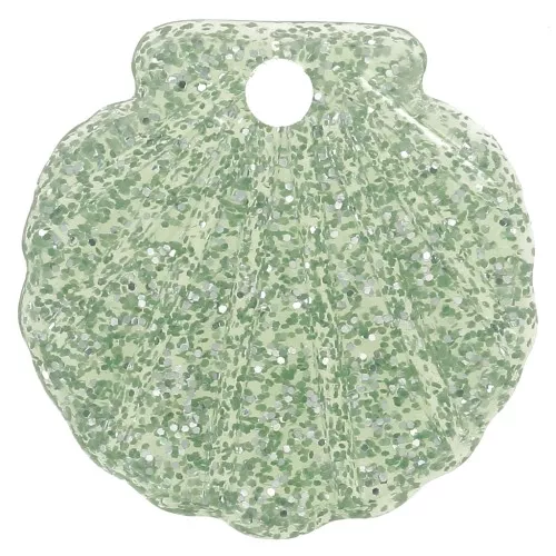 16mm Acrylic Shell Pendant - Moss Green Glitter x1