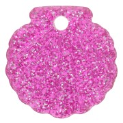 16mm Acrylic Shell Pendant - Pink Glitter x1
