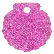 Pendentif coquillage 16 mm en acrylique - Pailleté Rose x1