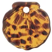 Pendentif coquillage 16 mm en acétate - Terrazzo Marron - Noir x1