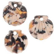 16mm Acetate Shell Pendant - Tortoiseshell - Salmon - Brown x1