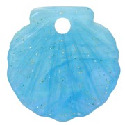 16mm Acetate Shell Pendant - Marbled Turquoise Glitter x1