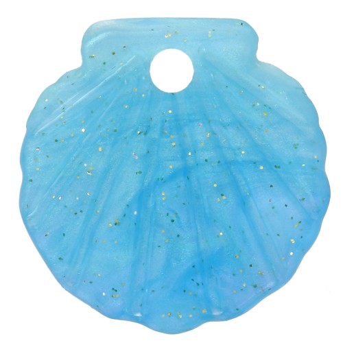 16mm Acetate Shell Pendant - Marbled Turquoise Glitter x1