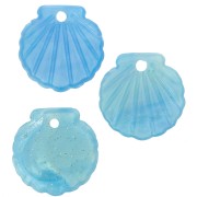 16mm Acetate Shell Pendant - Marbled Turquoise Glitter x1