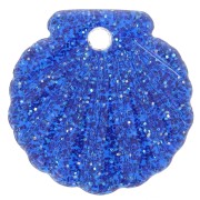 16mm Acrylic Shell Pendant - Royal Blue Glitter x1