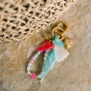 16mm Acrylic Shell Pendant - Royal Blue Glitter x1