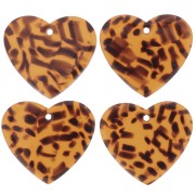 21x18mm Acetate Heart Pendant - Terrazzo Brown - Black x1