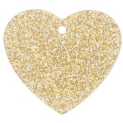 21x18mm acrylic heart pendant - Gold glitter x1