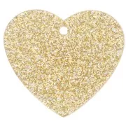 Pendants - Charms - Pendentif coeur 21x18 mm en acrylique - Pailleté doré x1 Pendentif coeur 21x18 mm en acrylique - Pailleté doré x1