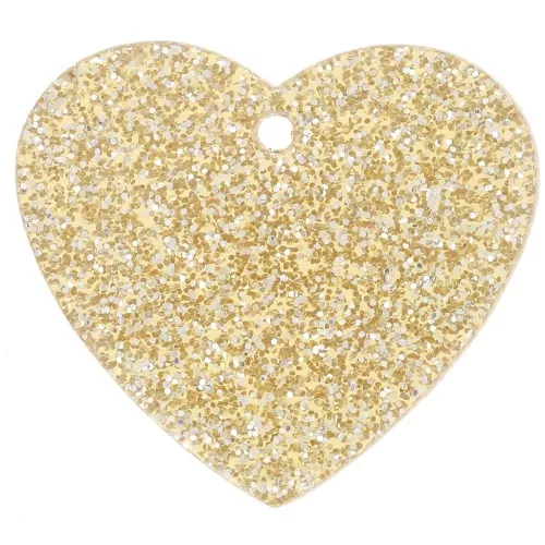 21x18mm acrylic heart pendant - Gold glitter x1
