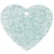 Pendentif coeur 21x18 mm en acrylique - Pailleté bleu givré x1