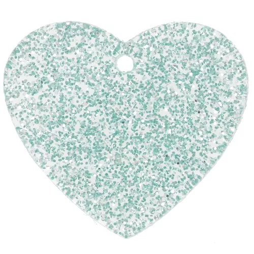 21x18mm acrylic heart pendant - Blue frosted glitter x1