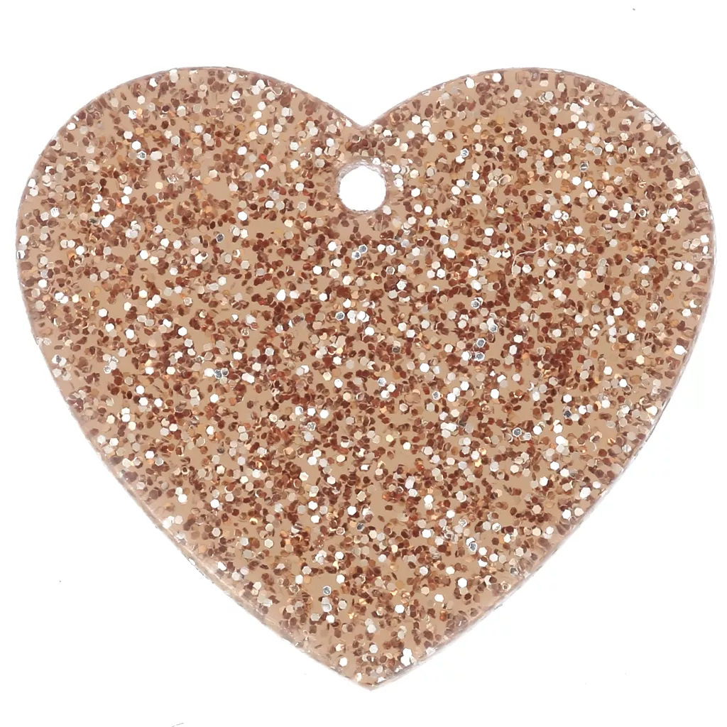 21x18mm acrylic heart pendant - Pink glitter x1 - Perles & Co