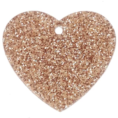 21x18mm acrylic heart pendant - Bronze glitter x1