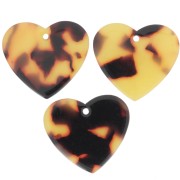 21x18mm Acetate Heart Pendant - Tortoiseshell - Brown - Black x1