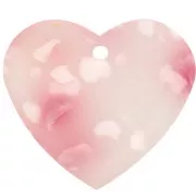 Pendentif coeur 21x18 mm en acétate - Tacheté Rose - Blanc nacré x1