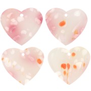 21x18mm Acetate Heart Pendant - Pink Speckled - Pearlescent White x1