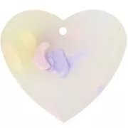 Pendentif coeur 21x18 mm en acétate - Terrazzo Translucide - Rose - Violet x1