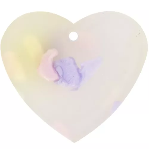 21x18mm Acetate Heart Pendant - Terrazzo Translucent - Pink - Violet x1