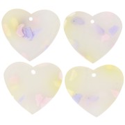 21x18mm Acetate Heart Pendant - Terrazzo Translucent - Pink - Violet x1
