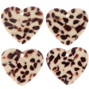 21x18mm Acetate Heart Pendant - Mottled Brown - Cream x1