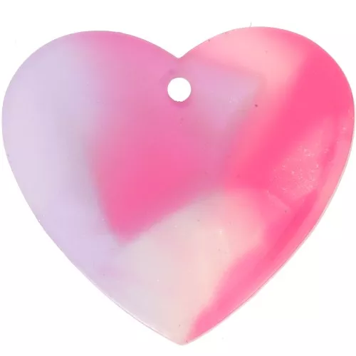 21x18mm Acetate Heart Pendant - Tortoiseshell - Pink - Purple x1