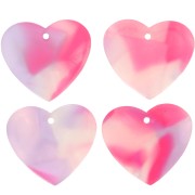 21x18mm Acetate Heart Pendant - Tortoiseshell - Pink - Purple x1