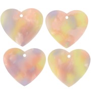 21x18mm Acetate Heart Pendant - Tortoiseshell - Yellow - Salmon x1