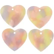 21x18mm Acetate Heart Pendant - Tortoiseshell - Yellow - Salmon x1