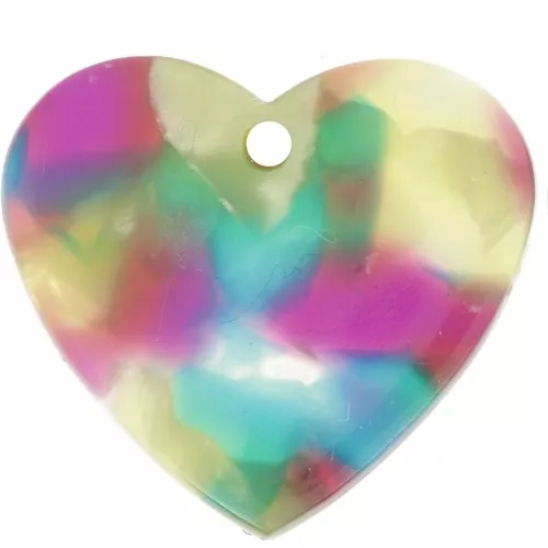 21x18mm Acetate Heart Pendant - Tortoiseshell - Turquoise - Fuchsia x1