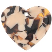 21x18mm Acetate Heart Pendant - Tortoiseshell - Salmon - Brown x1|raw }}