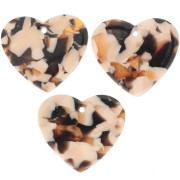 21x18mm Acetate Heart Pendant - Tortoiseshell - Salmon - Brown x1