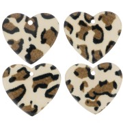 21x18mm Acrylic Heart Pendant - Cheetah Brown - Black x1