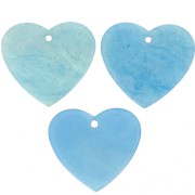21x18mm Acetate Heart Pendant - Marbled Turquoise Glitter x1