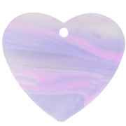 21x18mm Acetate Heart Pendant - Mauve Marble - Grey x1