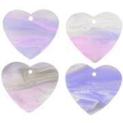 21x18mm Acetate Heart Pendant - Mauve Marble - Grey x1