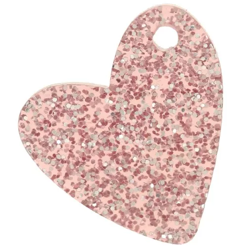 12mm acrylic heart sequin - Old Pink Glitter x1