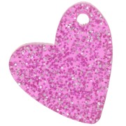 12mm acrylic heart sequin - Pink Glitter x1|raw }}