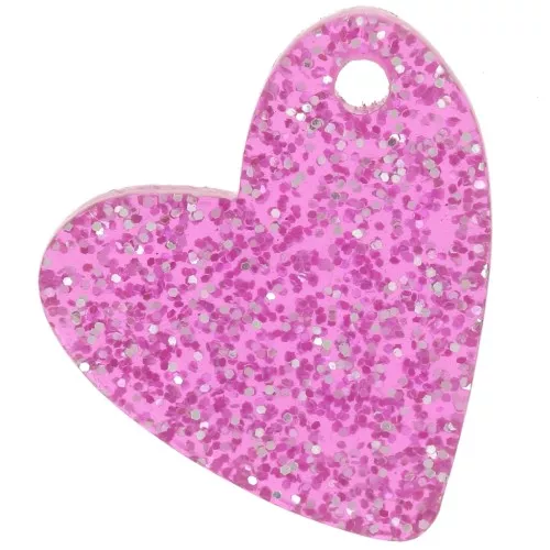 12mm acrylic heart sequin - Pink Glitter x1