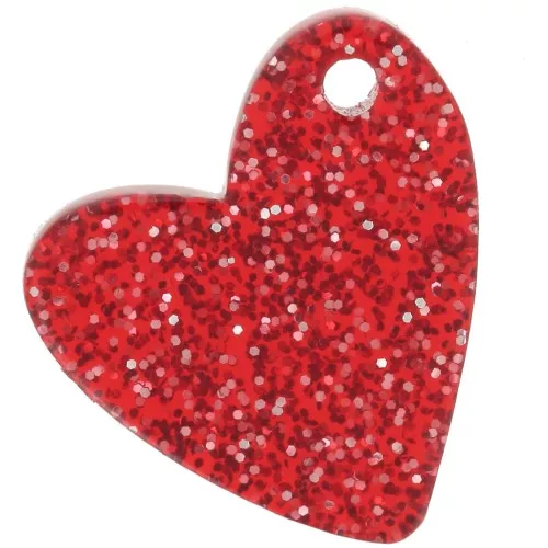 12mm acrylic heart sequin - Red Glitter x1