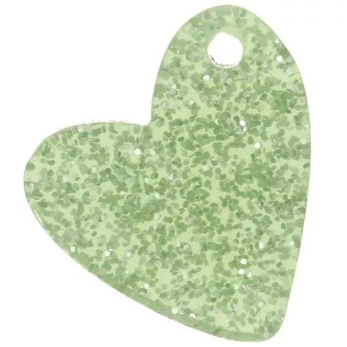 12mm Acrylic Heart Sequin - Moss Green Glitter x1