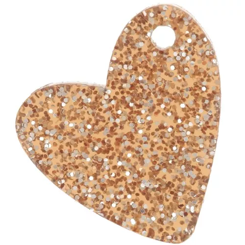 12mm acrylic heart sequin - Bronze Glitter x1
