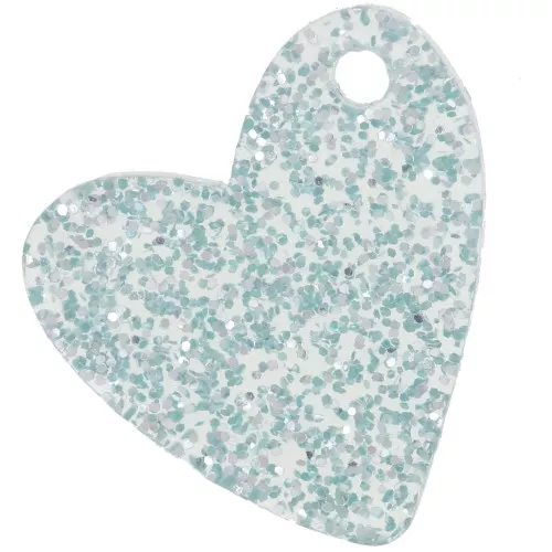 12mm Acrylic Heart Sequin - Blue Frosted Glitter x1