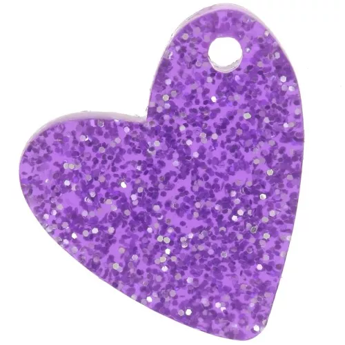 12mm acrylic heart sequin - Violet Glitter x1